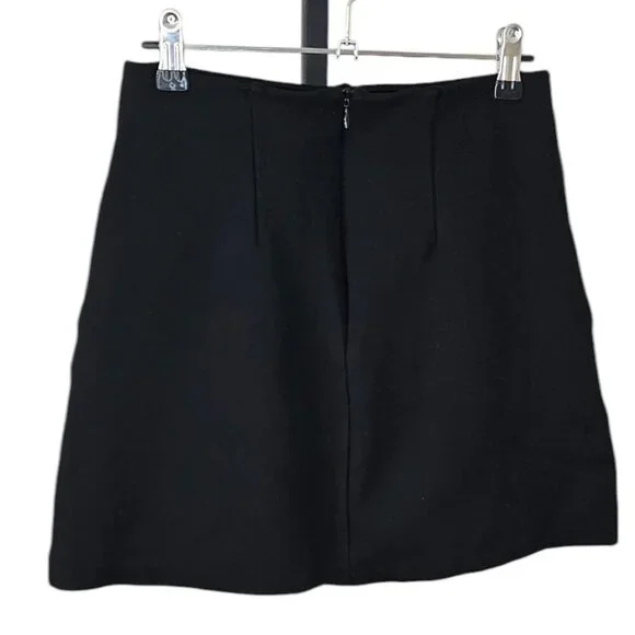 H&M Womens Thick Mini Skirt, Zip Back, Black, Stitching, Size Small - Picture 2 of 7